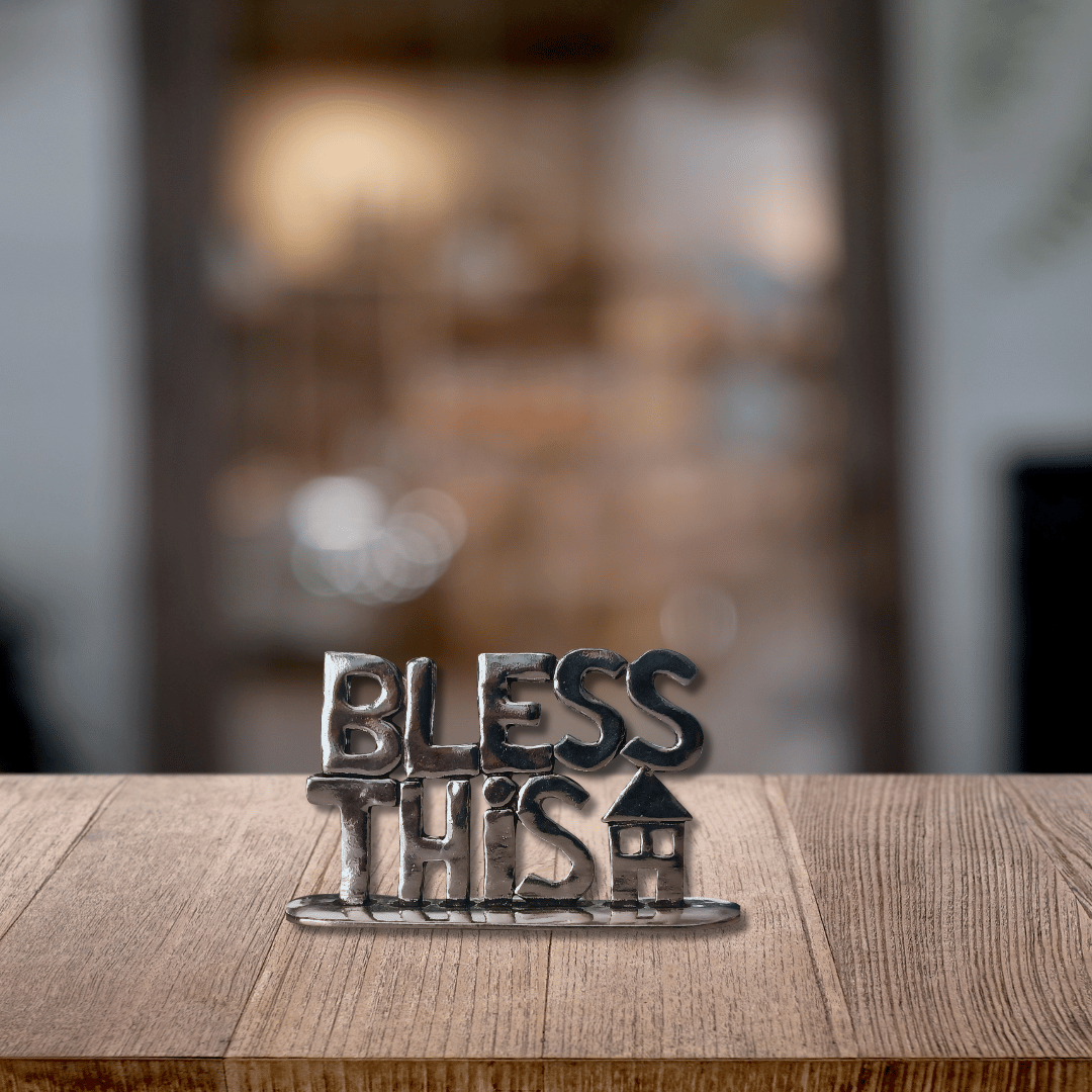 Pewter Bless this house plaque- Home decor