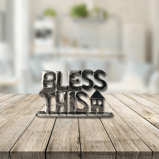 Pewter Bless this house plaque- Home decor